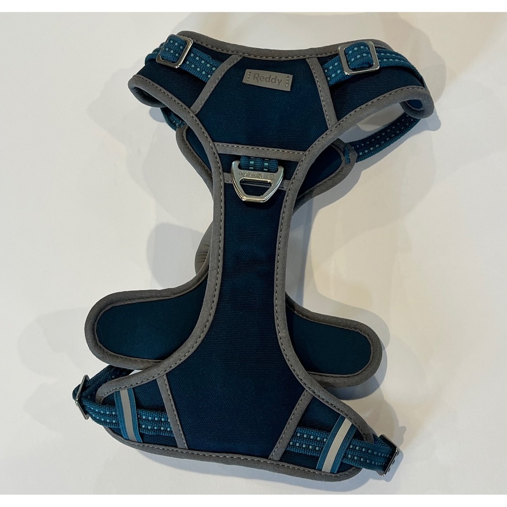 Reddy Dog Harness Teal Blue Canvas Padded Handle Reflective Adjustable Medium